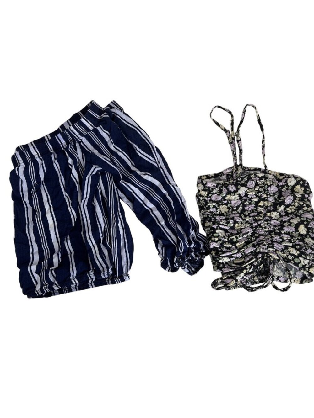 Set of 2 Hollister & L.A. Hearts Womens Floral & Striped Crop Tops Size S